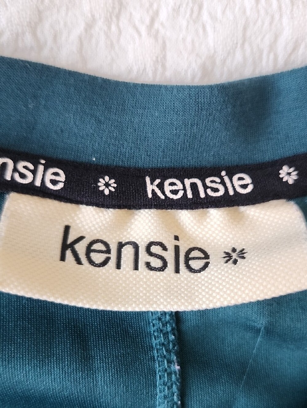 Kensie Teal Cropped Sweatshirt Wide Sleeve Drop Shoulder Pullover M - Picture 2 of 8